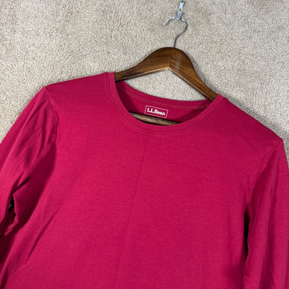 LL Bean Long‎ Sleeve Tee Shirt Womens Large Red Crewneck Cotton Top Casual Knit